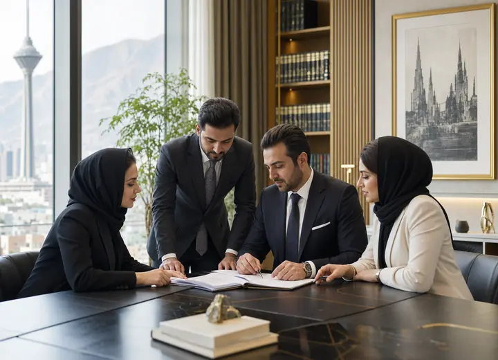 تیم وکلای مؤسسه در جلسه بررسی پرونده